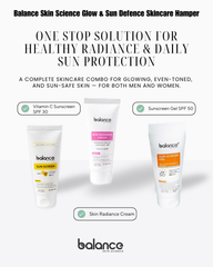 Balance Skin Science Glow & Sun Defence Skincare Hamper | Radiance Cream + SPF 30 + SPF 50 | Unisex Skincare Gift Box for All Skin Types