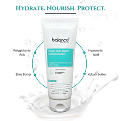 Face & Body Moisturiser Polyglutamic Acid, Hyaluronic Acid, Niacinamide (Vitamin B3), Shea Butter, Kokum Butter & Aloe Vera, Intense Hydration & Skin Barrier Support 100gm