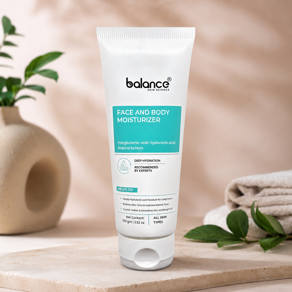 Face & Body Moisturiser Polyglutamic Acid, Hyaluronic Acid, Niacinamide (Vitamin B3), Shea Butter, Kokum Butter & Aloe Vera, Intense Hydration & Skin Barrier Support 100gm